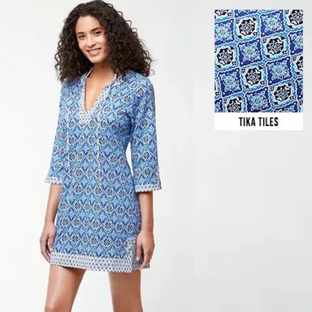 Tommy Bahama Tika Tiles Blue Swim Cover-Up Sz Small